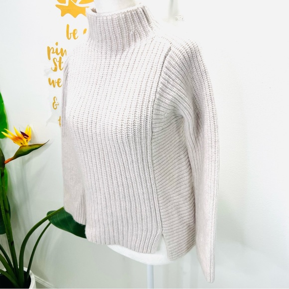 INTERMIX Wool Cashmere Cream Off White Mock Neck Sweater Size Small - Picture 2 of 11